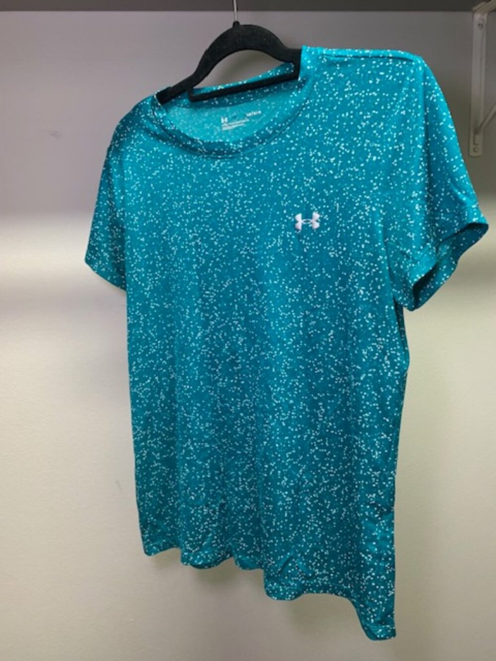 Under Armour Teal Speckled HeatGear Tee – L Lightweight Performance Top